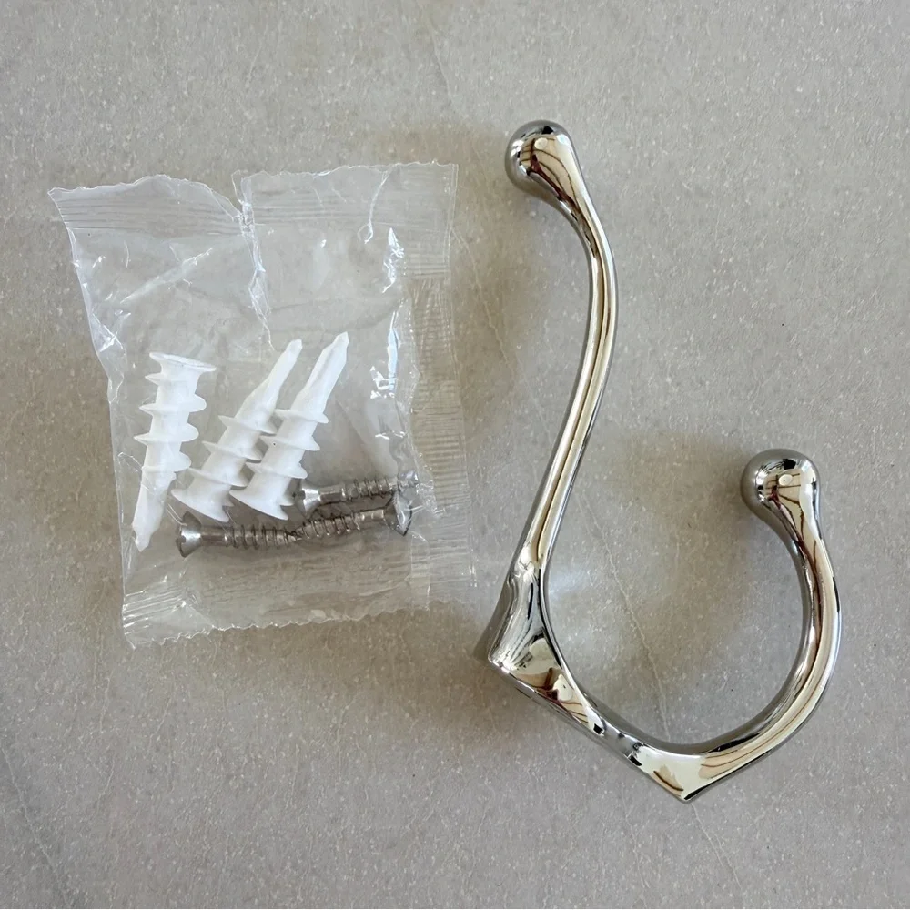 NWT Rejuvenation Vernon Classic Double Coat Hook Polished Nickel